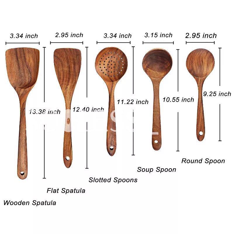 5-Piece Handcrafted Wooden Kitchen Utensil Set
