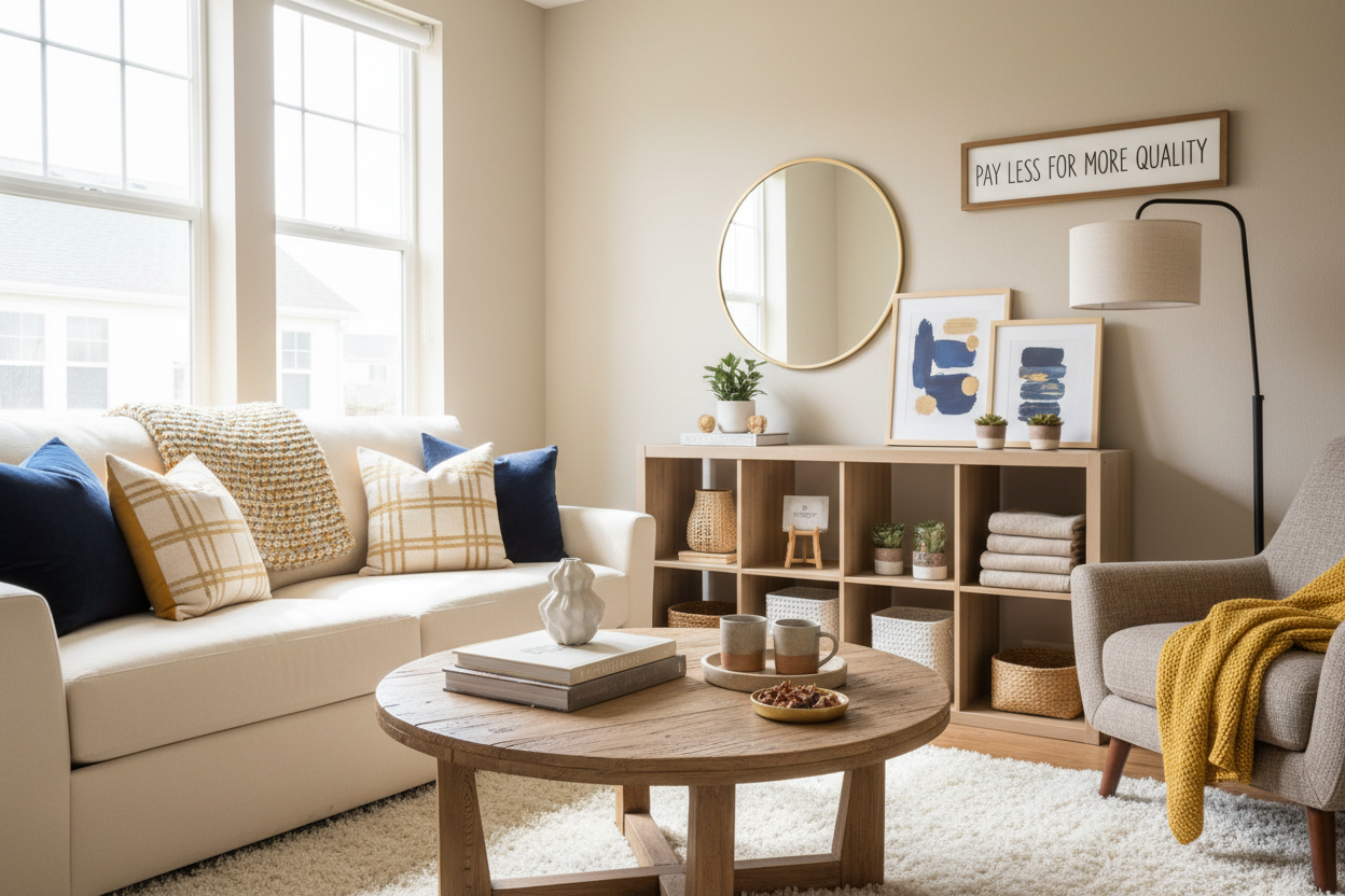 Styled living space with home goods
